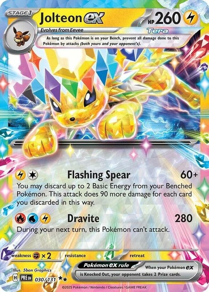 Jolteon ex - 030/131 - Double Rare Lightly Played Prismatic Evolutions Pokemon