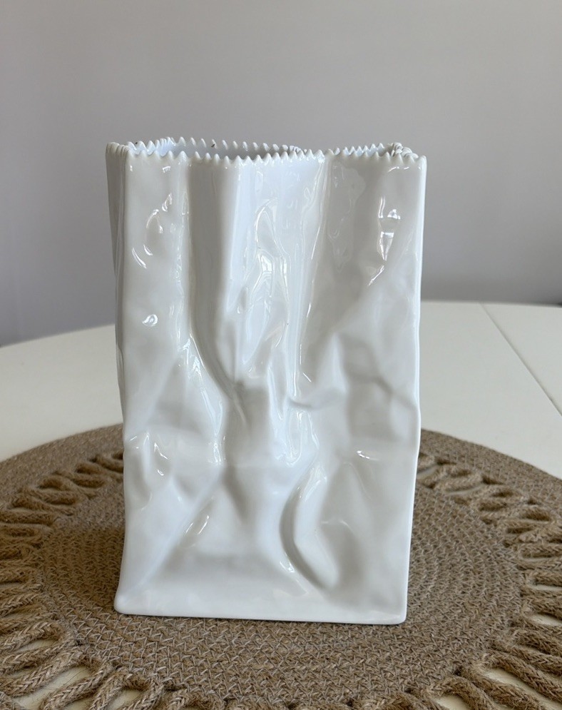 Rosenthal Studio Line Paper Bag Vase Porcelain By Tapio Wirkkala Germany 7.5 Rosenthal Studio Line Paper Bag Vase Porcelain By Tapio Wirkkala Germany 7.5