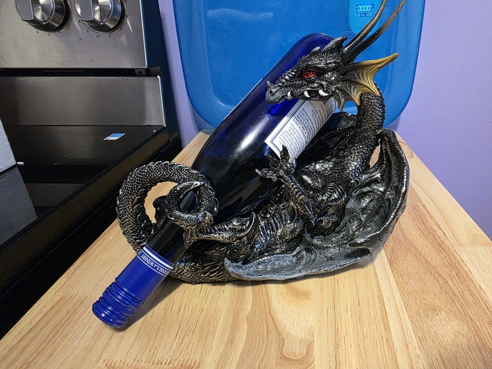 Ebros Black Saurian Armored Dragon Wine Holder Rack Figurine