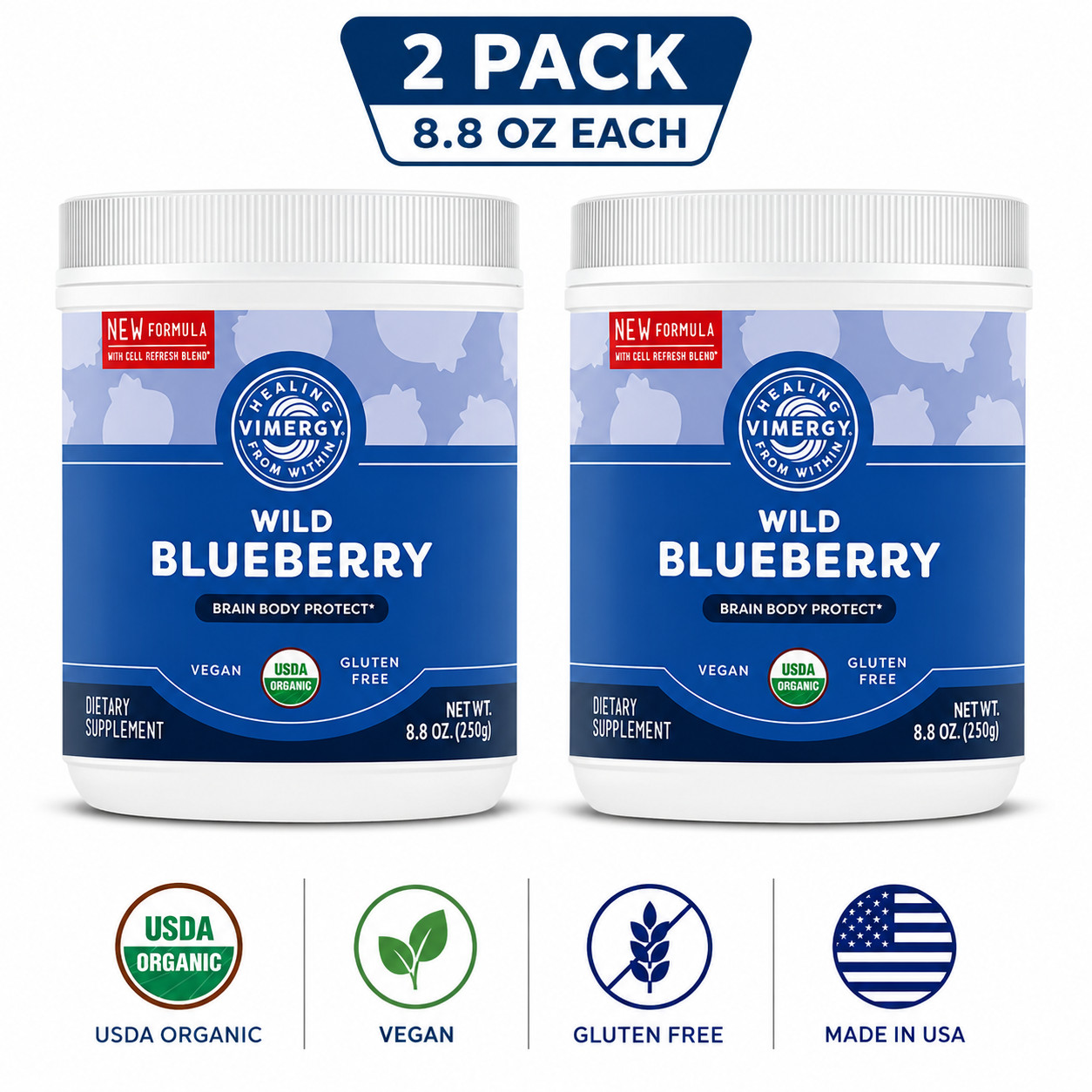 Vimergy USDA Organic Wild Blueberry Powder 8.8 oz 2 Pack Vegan Supplement Vimergy USDA Organic Wild Blueberry Powder 8.8 oz 2 Pack Vegan Supplement