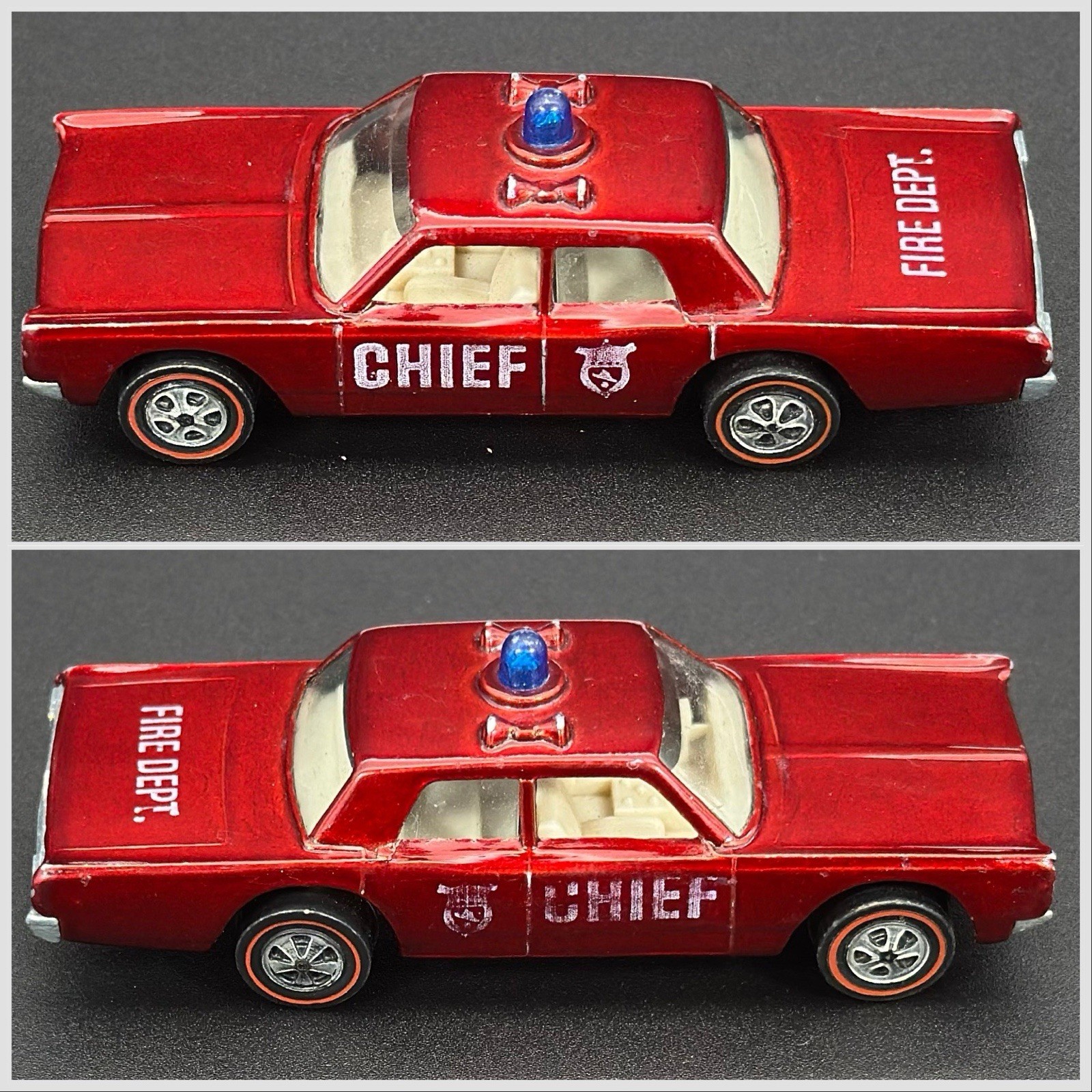 Hot Wheels Redline 70 Dark Red Fire Chief Cruiser Original Tempos Excellent