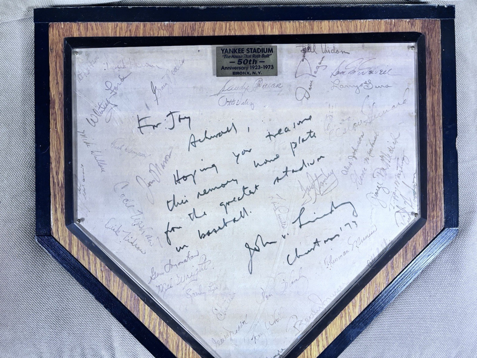 1973 Original Yankee Stadium Home Plate, 50th Anniversary, Multi-Signed, Munson
