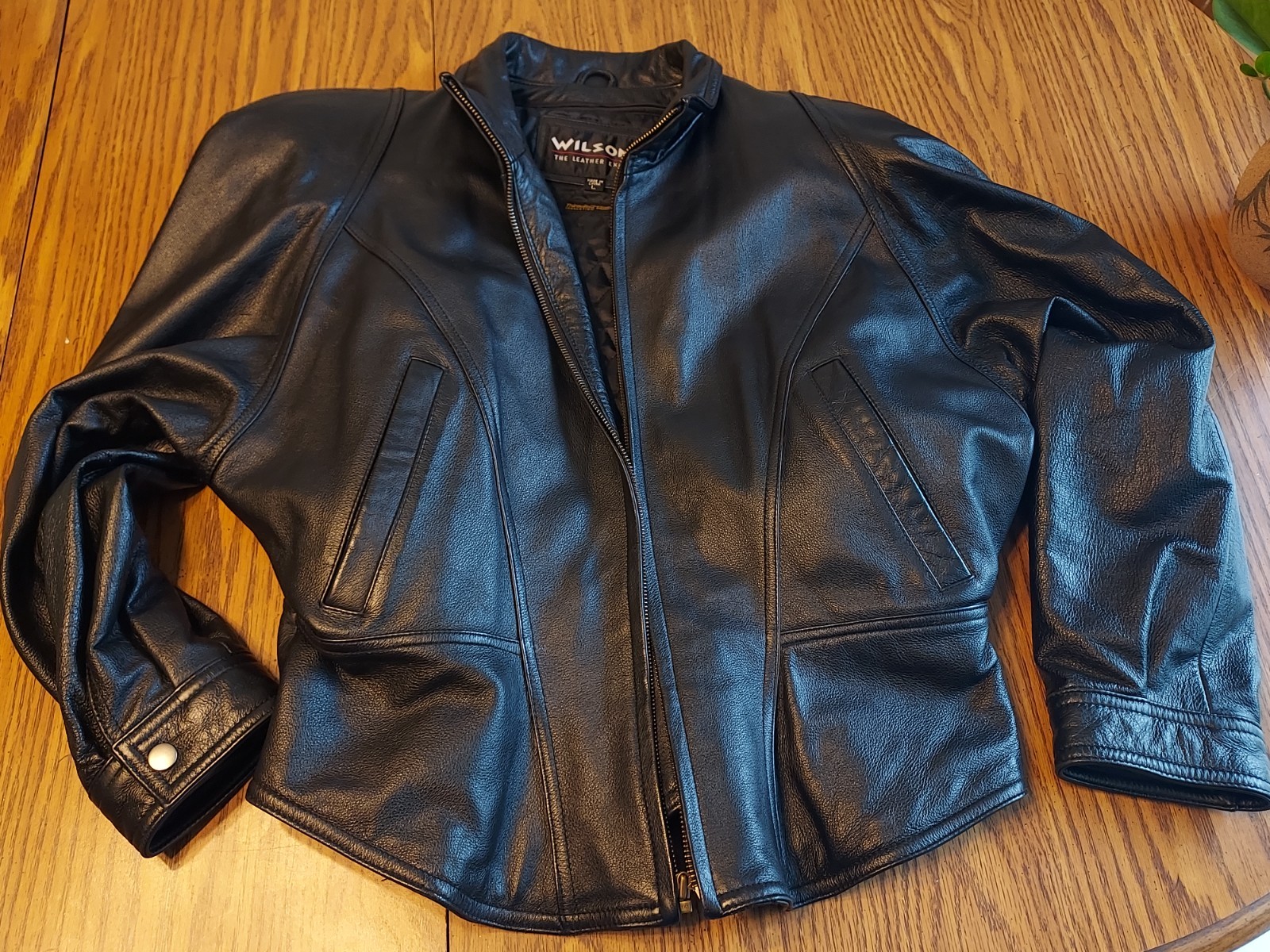Vintage Womens L WILSONS LEATHER black batwing cropped corset motorcycle jacket