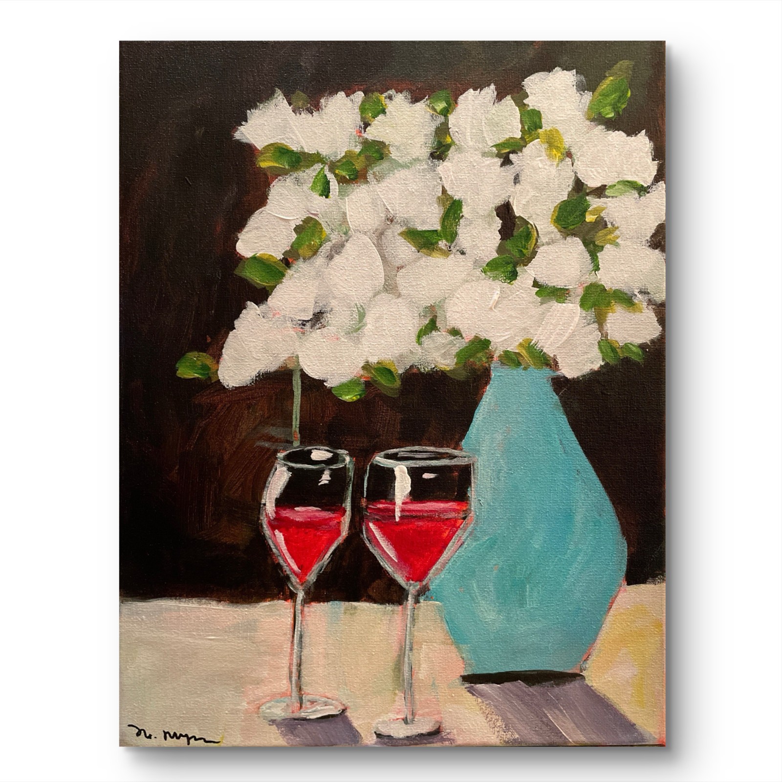 Mary Myers Original Wine and flowers