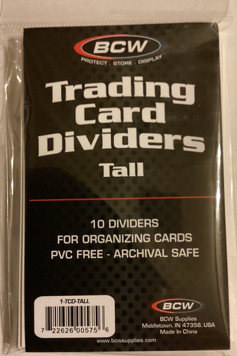 10 BCW Tall Trading Card Dividers - New Unopened With Tracking