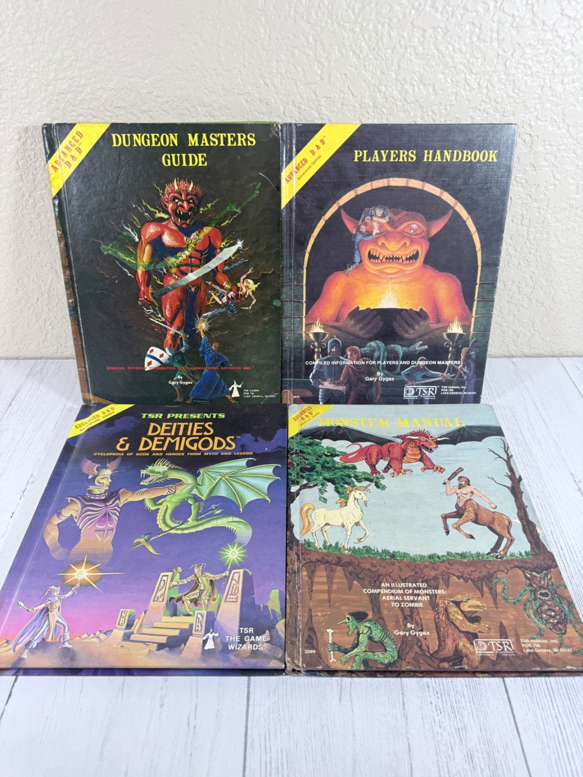 Lot 4 Advanced D&D TSR Books DM Guide Players Handbook Deities Demigods Monster
