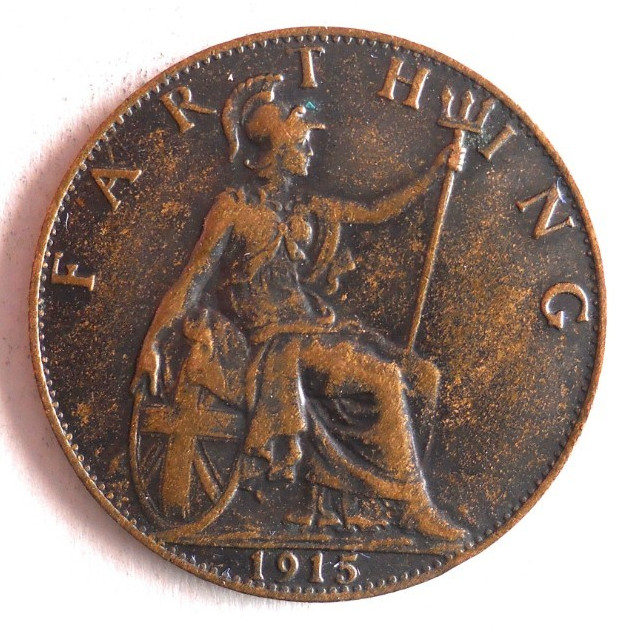 1915 GREAT BRITAIN FARTHING - Great Coin -  - Bin #301