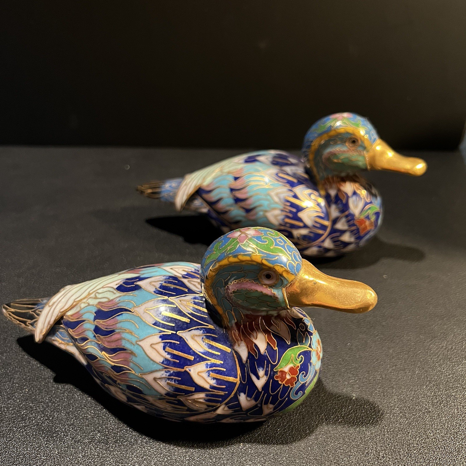Pair Of Vintage Cloisonné Duck Figurines Pair Of Vintage Cloisonné Duck Figurines