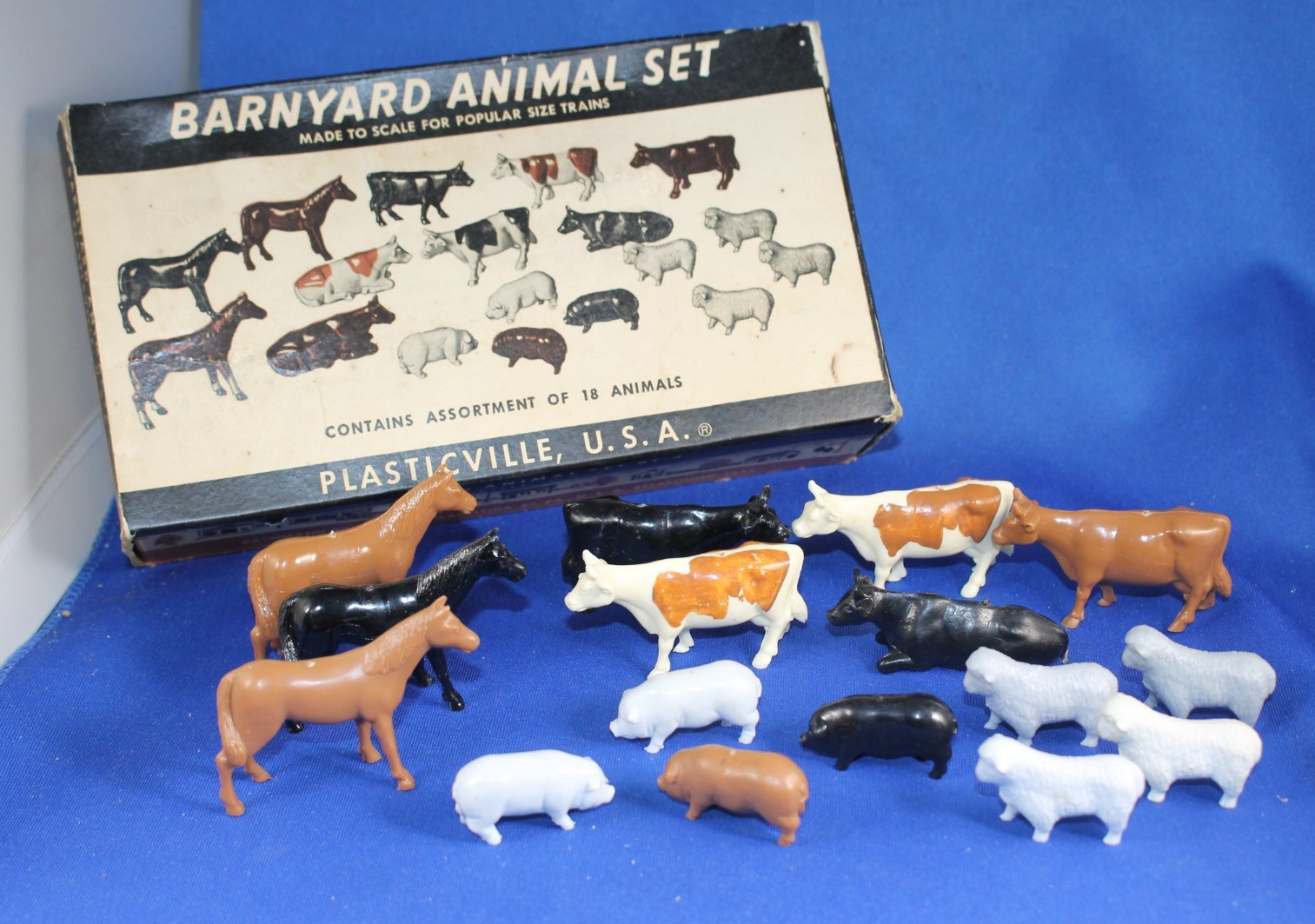Plasticville - O-O27 - #BY-4 Barnyard Animals COMPLETE 18 - Box - Excellent