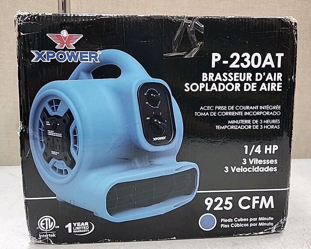 XPower P-230AT 1/4-Hp 2.3-Amp 925-Cfm Electric Mini Mighty Air Mover Blower Blue XPower P-230AT 1/4-Hp 2.3-Amp 925-Cfm Electric Mini Mighty Air Mover Blower Blue