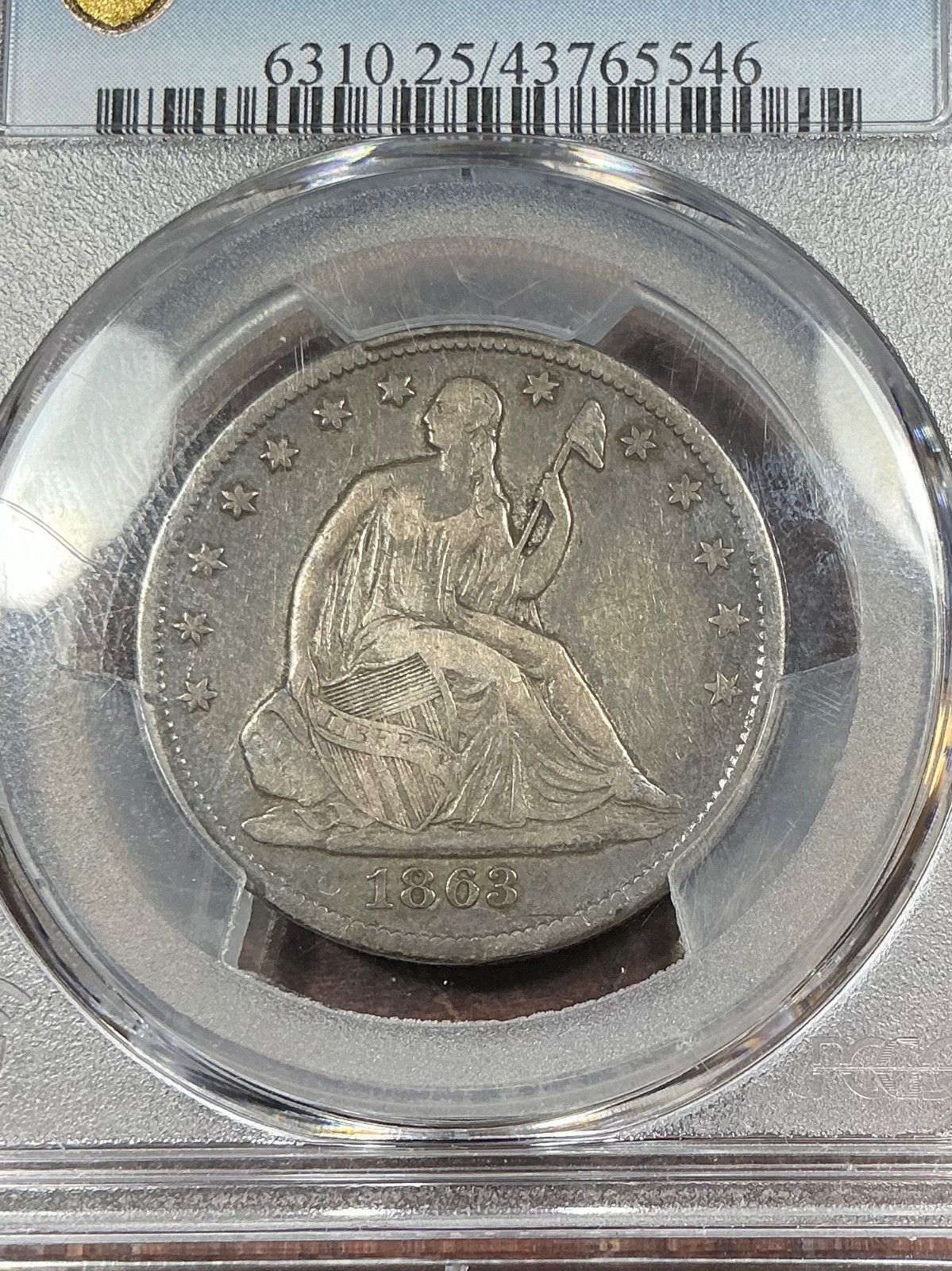 PCGS VF25 1863 S SEATED HALF DOLLAR  SCARCE BETTER DATE