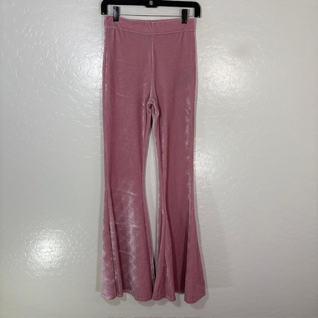 Killstar Pants Womens S Pink Velour Flare Bell Bottom Pull On Stretch Lounge
