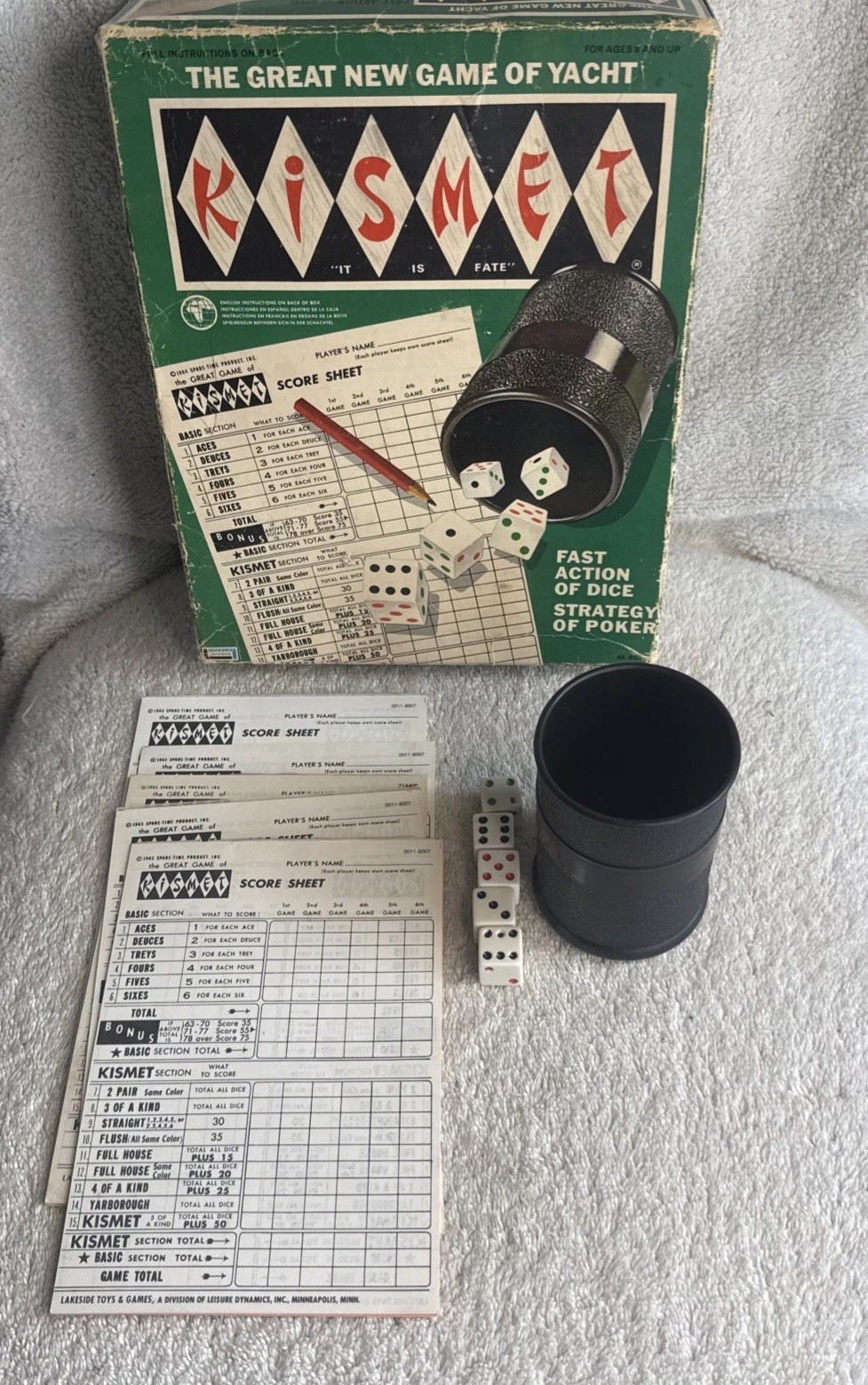 Vintage 1969, 1970 Kismet Lakeside Toys Family Dice Game Box Score Cards Vintage 1969, 1970 Kismet Lakeside Toys Family Dice Game Box Score Cards