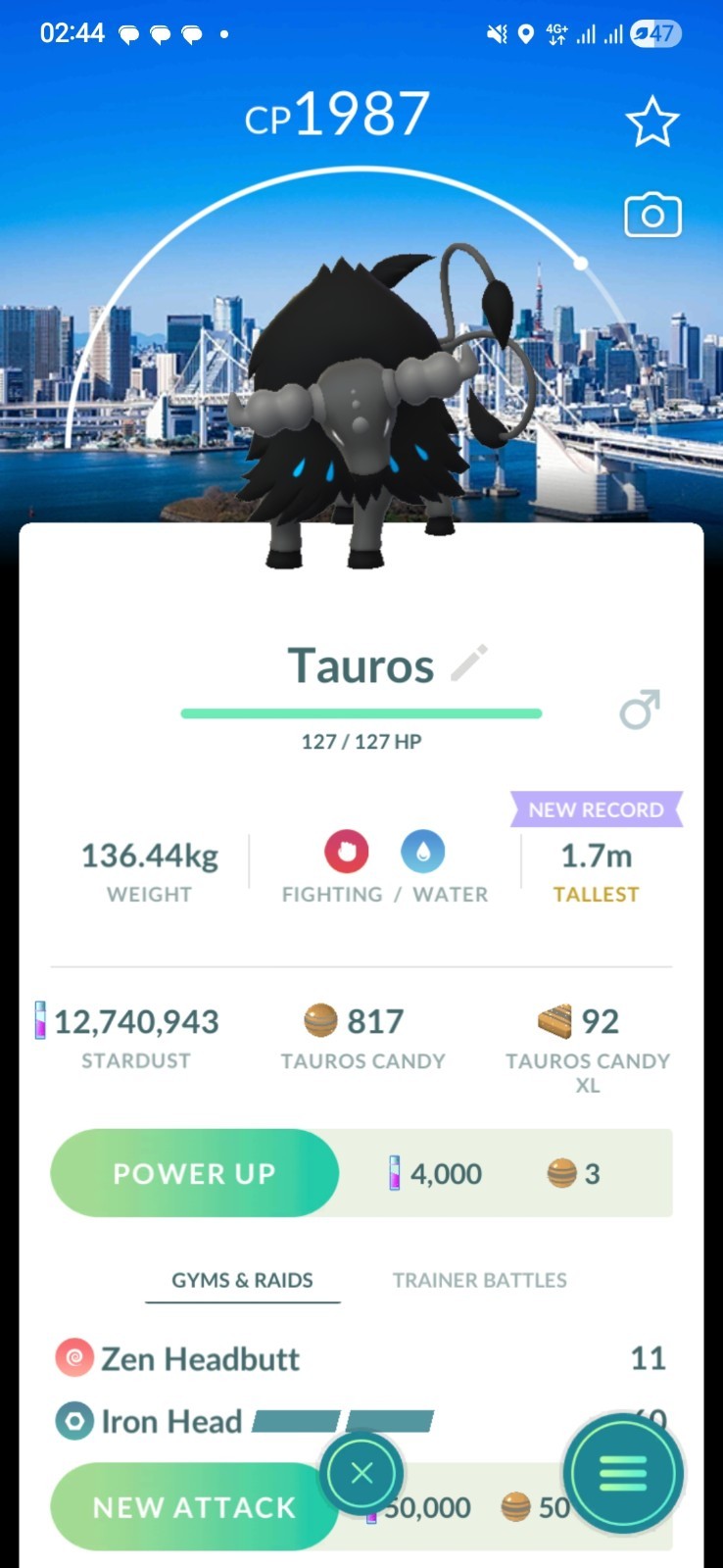 Paldean Tauros Aqua ( Tokyo GO Fest Background✨️ ) Pokémon Trade✨️ GO