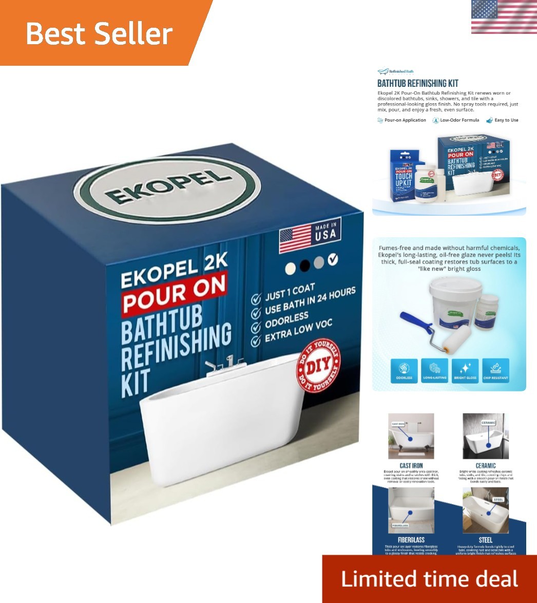 Comprehensive Ekopel 2K Bathtub Refinishing Kit - Odorless, Lasting Finish