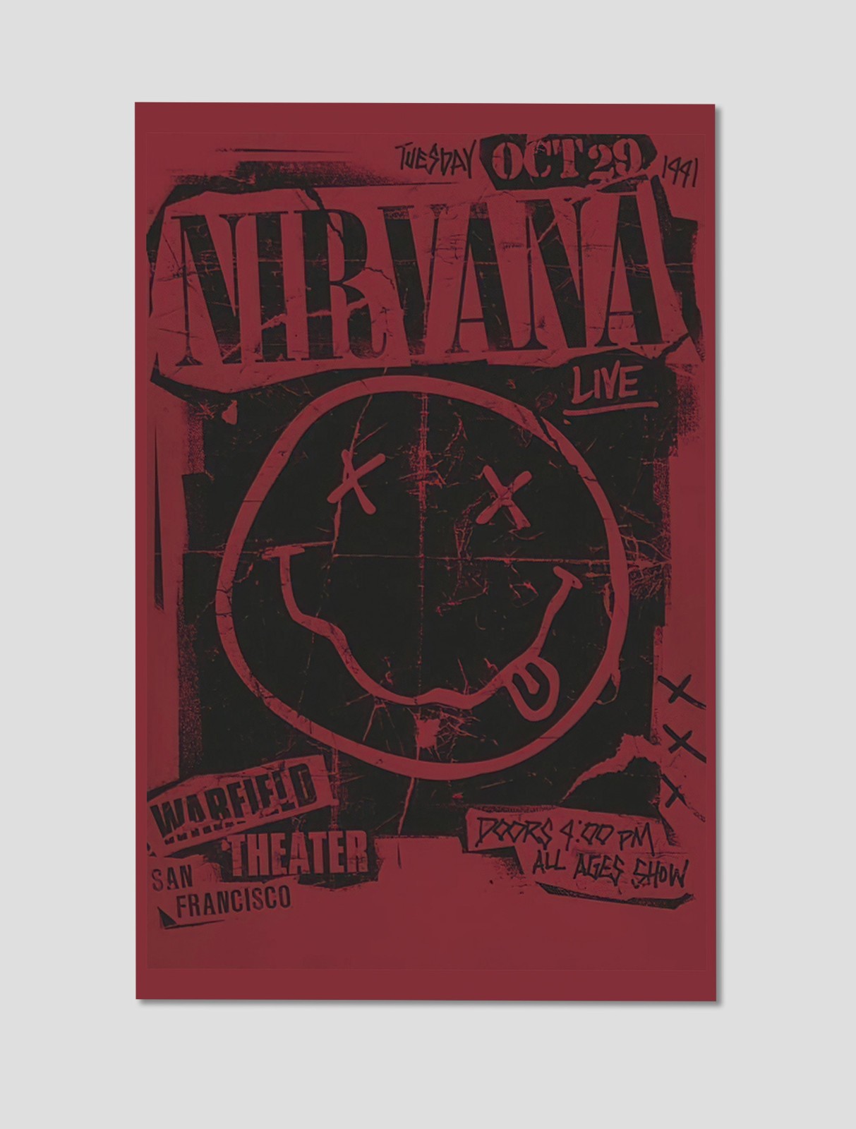 Nirvana Live Smiley Logo Concert Premium Giclee Print Poster 11x17 Rock Wall Art