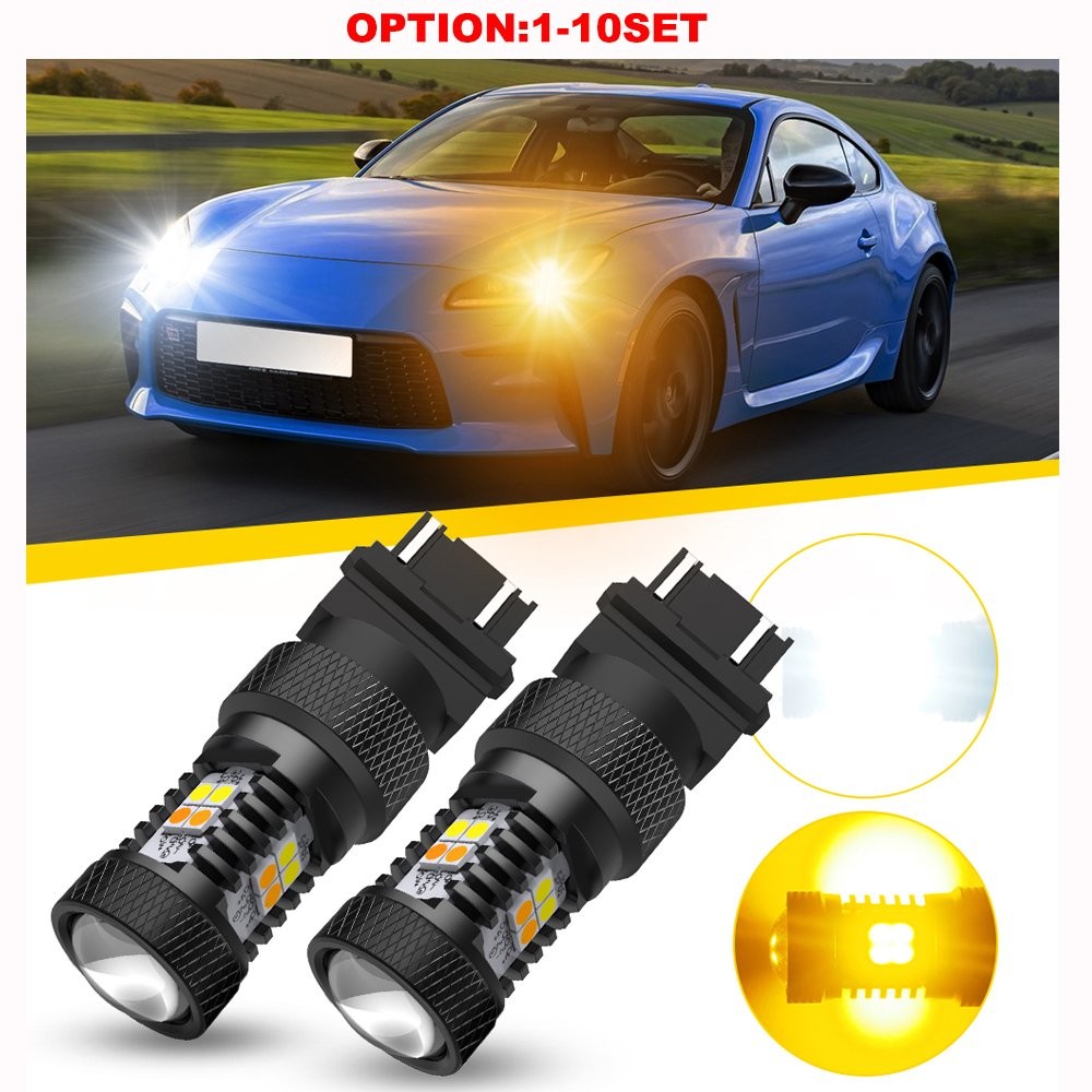 2-20x 3157 3156 LED Turn Signal Lights No Hyper Flash WHITE AMBER Dual Color