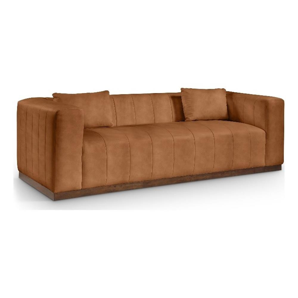 Meridian Furniture Mallina Cognac Vegan Leather Sofa Meridian Furniture Mallina Cognac Vegan Leather Sofa