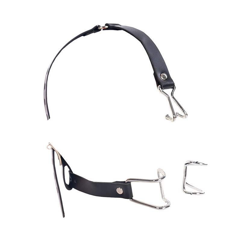 Metal O-Ring Spider Hook Open Mouth Gags Restraint Binding PU Leather Belt