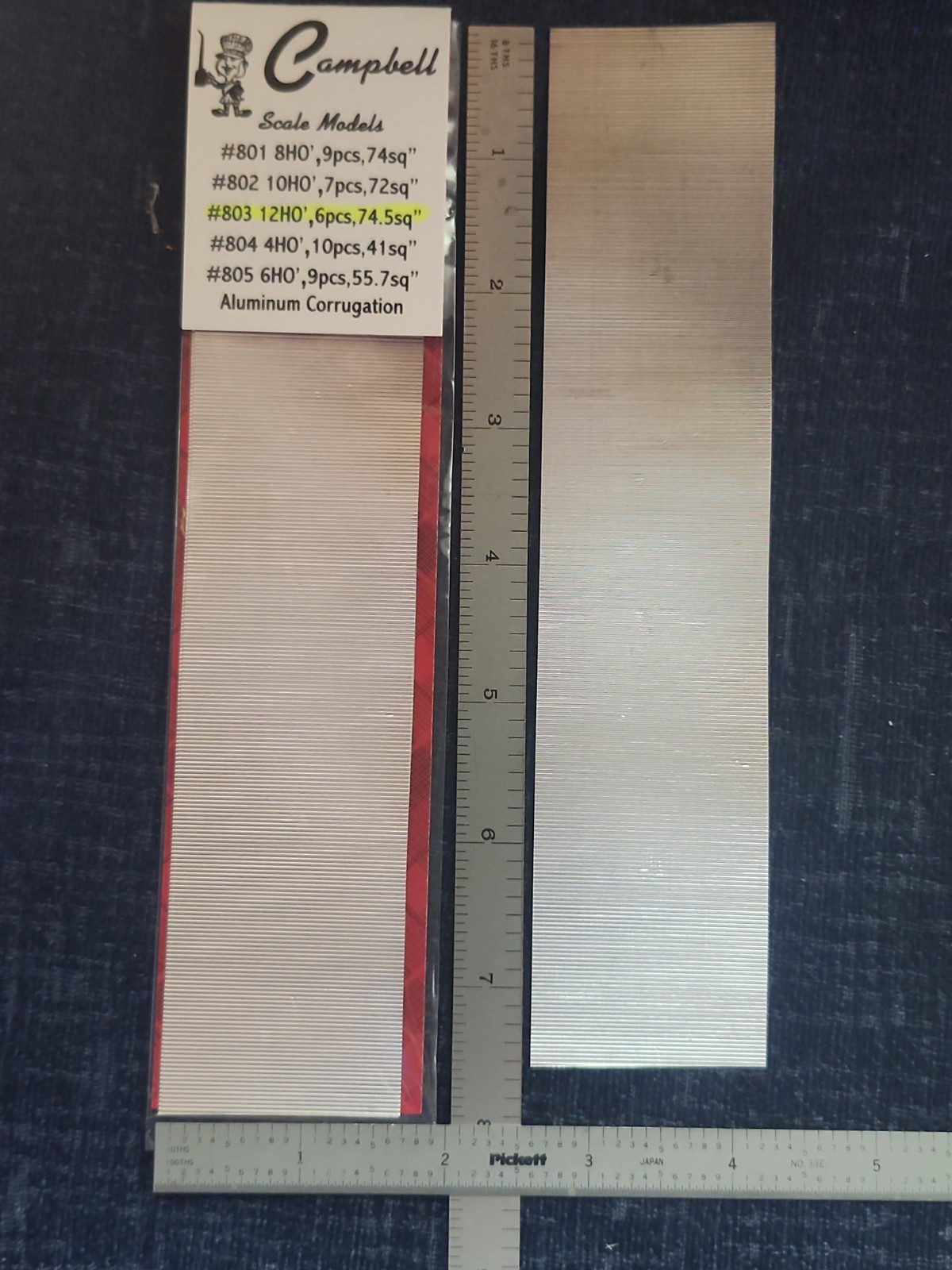 Campbell Scale Models Corrugated Aluminum Roofing, #803, 6 Pieces Total