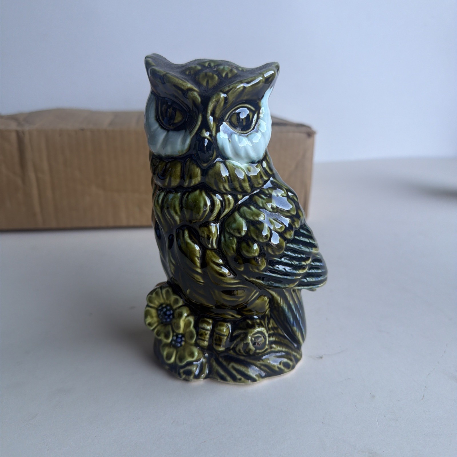 Vintage Ceramic Rubens 5135 Japan Green Owl Planter Vase Rare Vintage Japanese