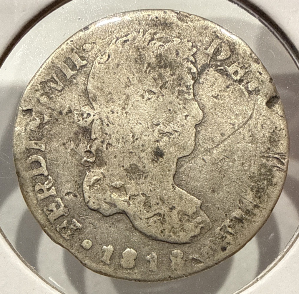 1818 Mo 1 Real Mexico Silver 1 Reales Coin - Low Grade (F487)