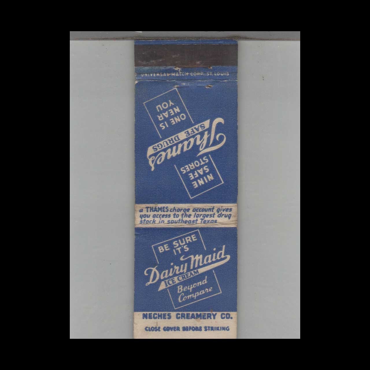 Matchbook Cover Dairy Maid Ice Cream Neches Creamery Co.