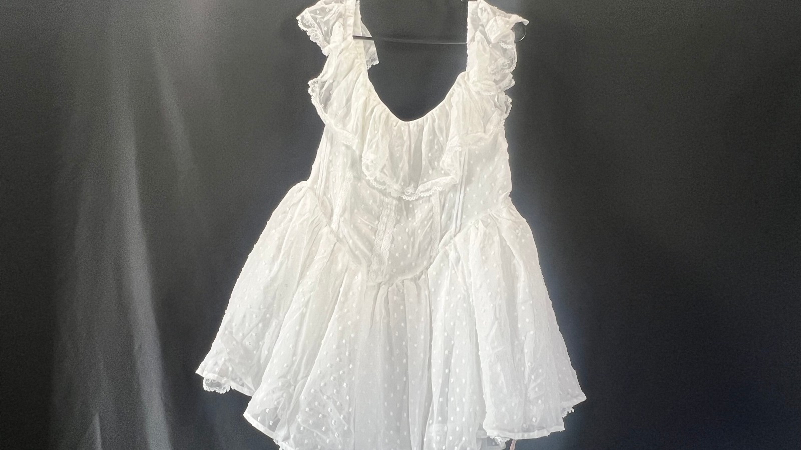SHEIN BAE Curve White Swiss Dot Ruffle Mini Dress 2XL