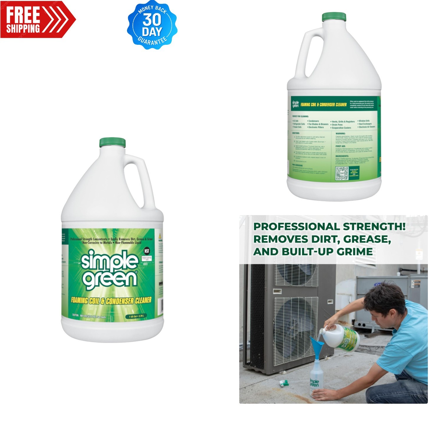 Non-Caustic Foaming Coil Cleaner - 128 Fl Oz for Quick & Effective Grime Removal