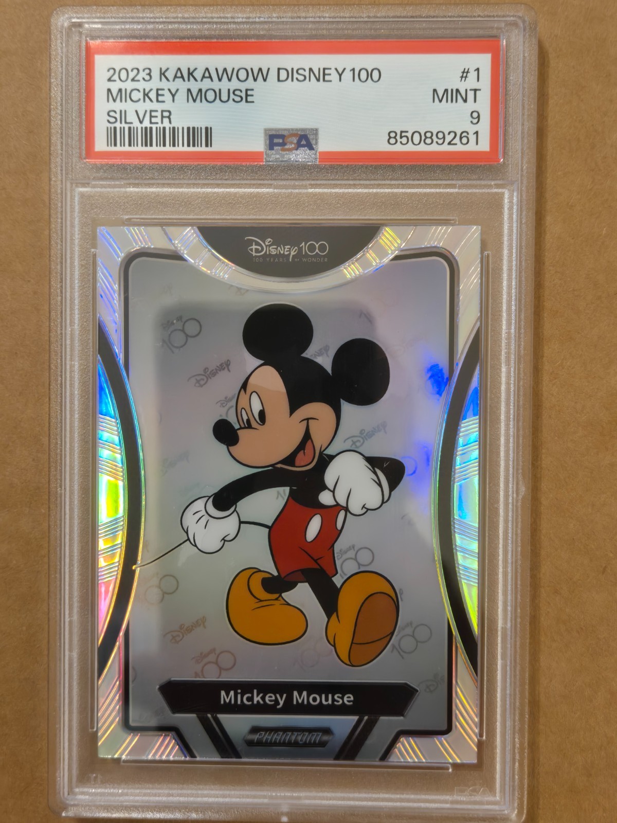 2023 DISNEY 100 MICKEY MOUSE #1 SILVER REFRACTOR CARD GRADED PSA 9 MINT LOW POP