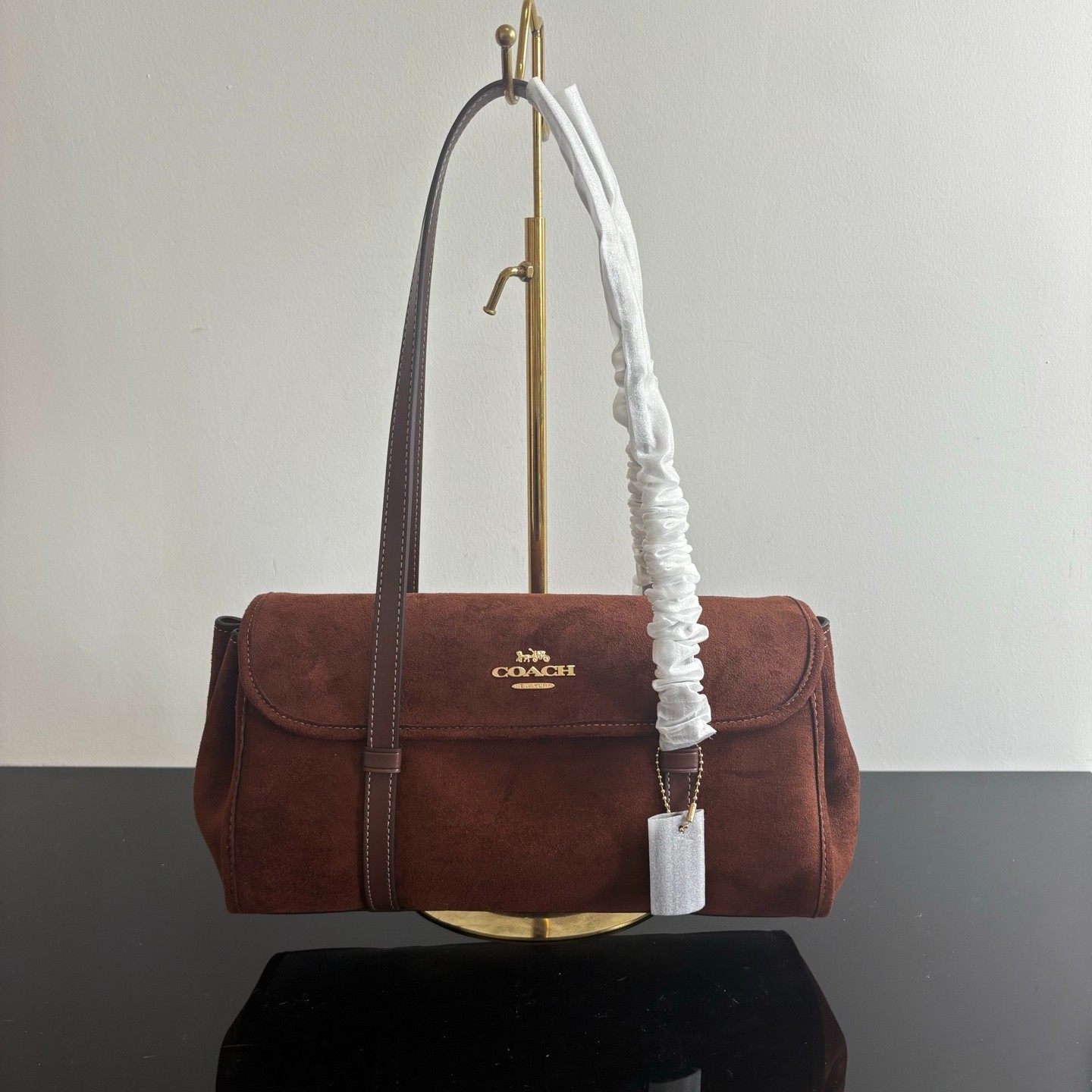NWT CDB06 Bridget Shoulder Bag In Suede Maple NWT CDB06 Bridget Shoulder Bag In Suede Maple