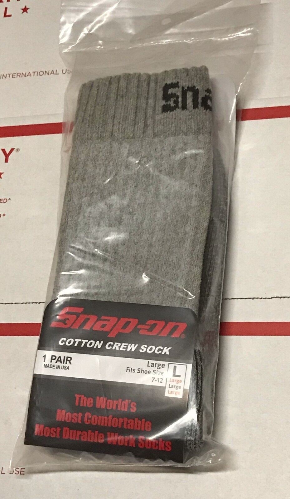 NEW 12 Pairs Mens GRAY Snap On Tools Crew Socks Large MADE USA NEW 12 Pairs Mens GRAY Snap On Tools Crew Socks Large MADE USA