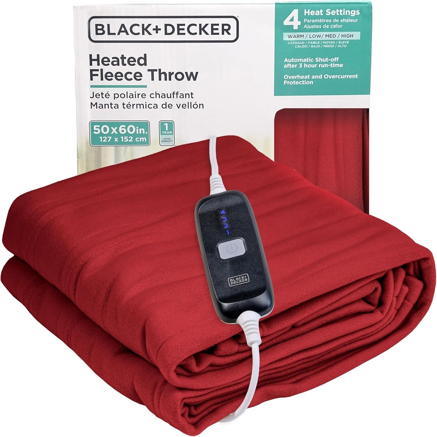 BLACK+DECKER Heated Throw Blanket, 50\ BLACK+DECKER Heated Throw Blanket, 50\