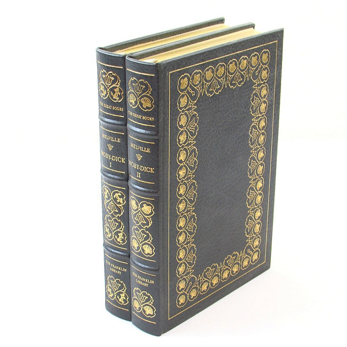 Moby Dick Herman Melville (2-Vol. Set) Franklin Library Great Books 1980 Leather