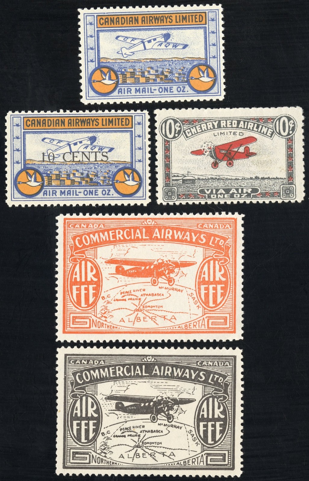 Canada Stamps # CL46, 48, 50, 51, 52 MH VF Scott Value $75.00