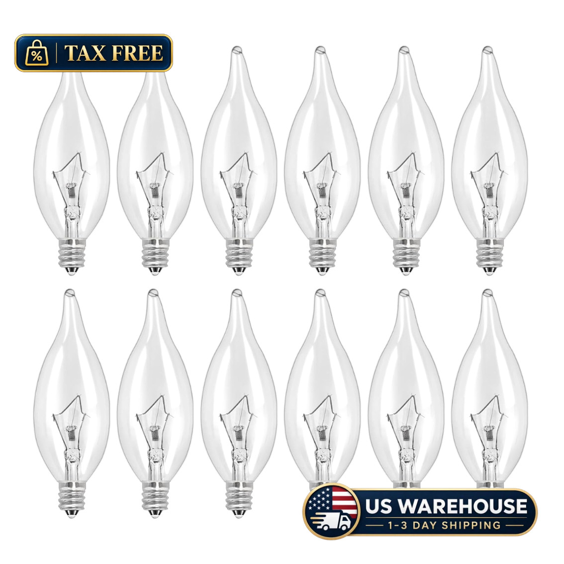 LinMiFo 12-Pack E12 B10 Clear Candelabra Base Bulb, 40W 120V Sw-40watt