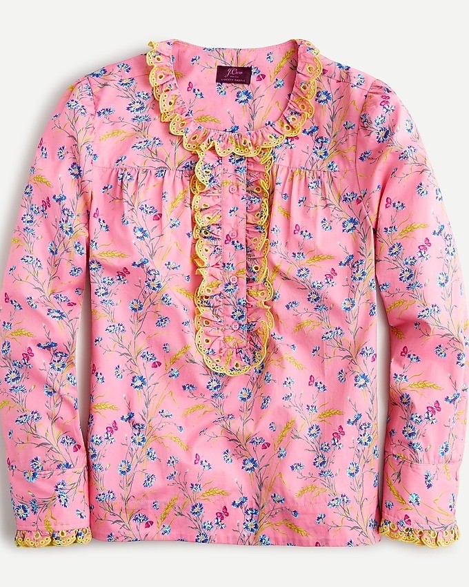 NWT J. Crew Pink Ruffle Blouse Wheat Bouquet Floral Cottage Print Women XS (B4)
