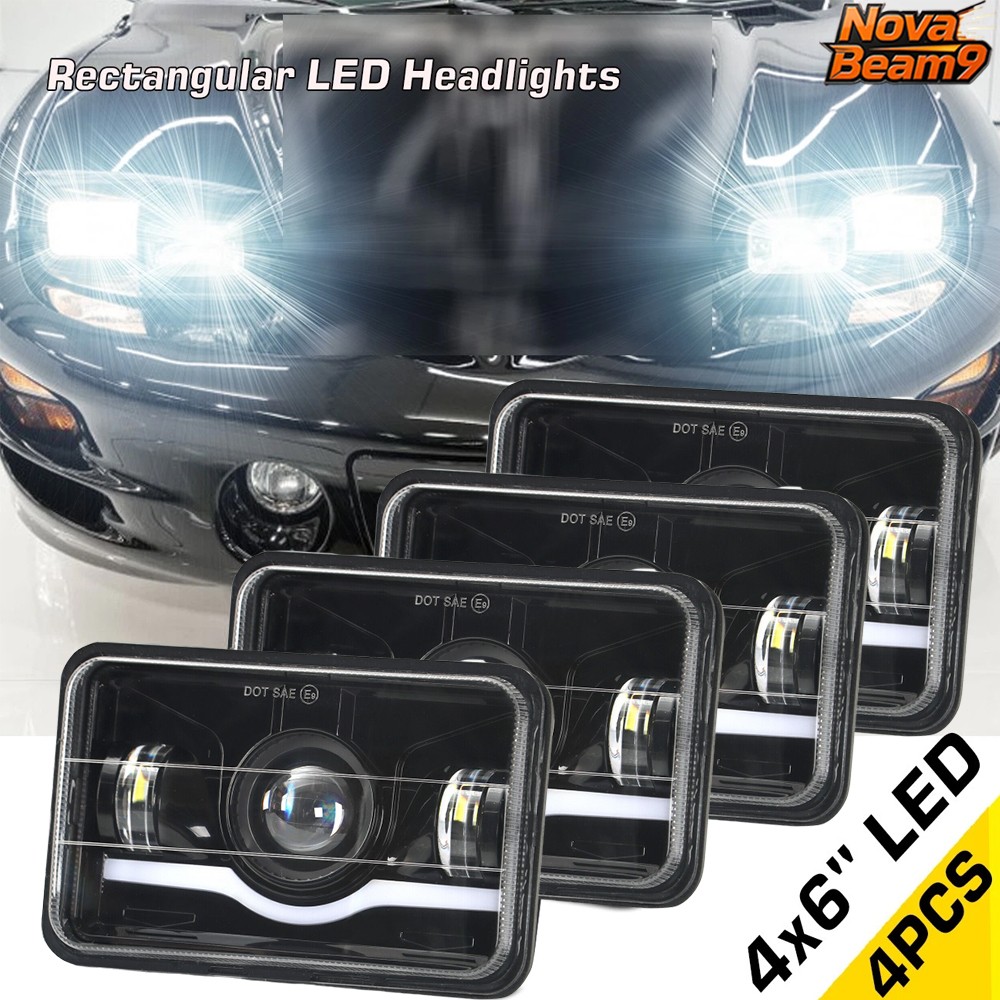 4PCS 4X6\'\' inch LED Headlights Hi/Lo Fit Pontiac Trans Am 98-02 Projector