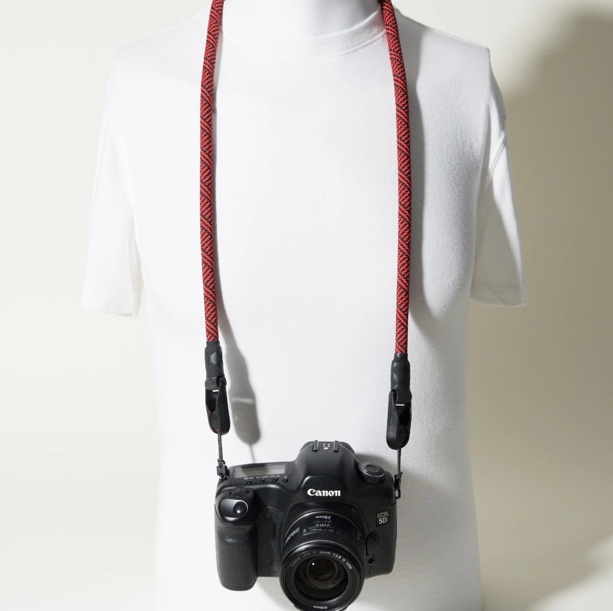 Handmade Red Black Cross-Hatch Camera Rope Neck Strap 38
