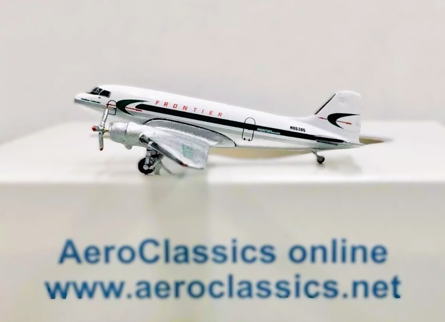 Aeroclassics AC18187 Frontier Airlines Douglas DC-3 N85385 Diecast 1/400 Model