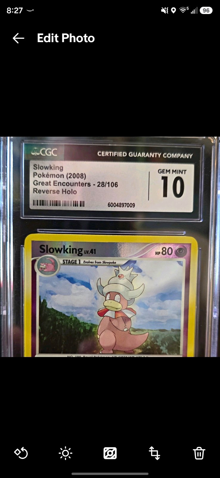Slowking Great Encounters 28/106 (2008) Reverse Holo CGC 10 Gem Mint Slowking Great Encounters 28/106 (2008) Reverse Holo CGC 10 Gem Mint