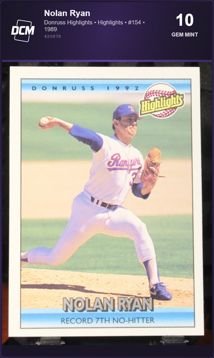 1989 Leaf Donruss Highlights Nolan Ryan #154 Texas Rangers DCM 10