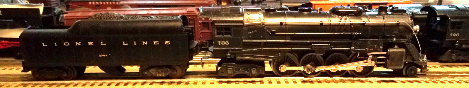 Vintage Postwar Lionel O Gauge 736 Berkshire and 2046 tender in good condition. Vintage Postwar Lionel O Gauge 736 Berkshire and 2046 tender in good condition.