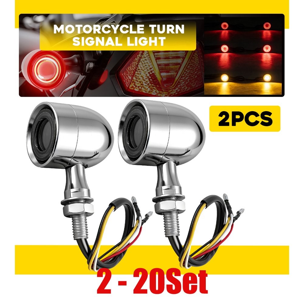 2-20x Motorcycle LED DRL Turn Signal Light Indicator Amber Red Chrome Front Rear 2-20x Motorcycle LED DRL Turn Signal Light Indicator Amber Red Chrome Front Rear