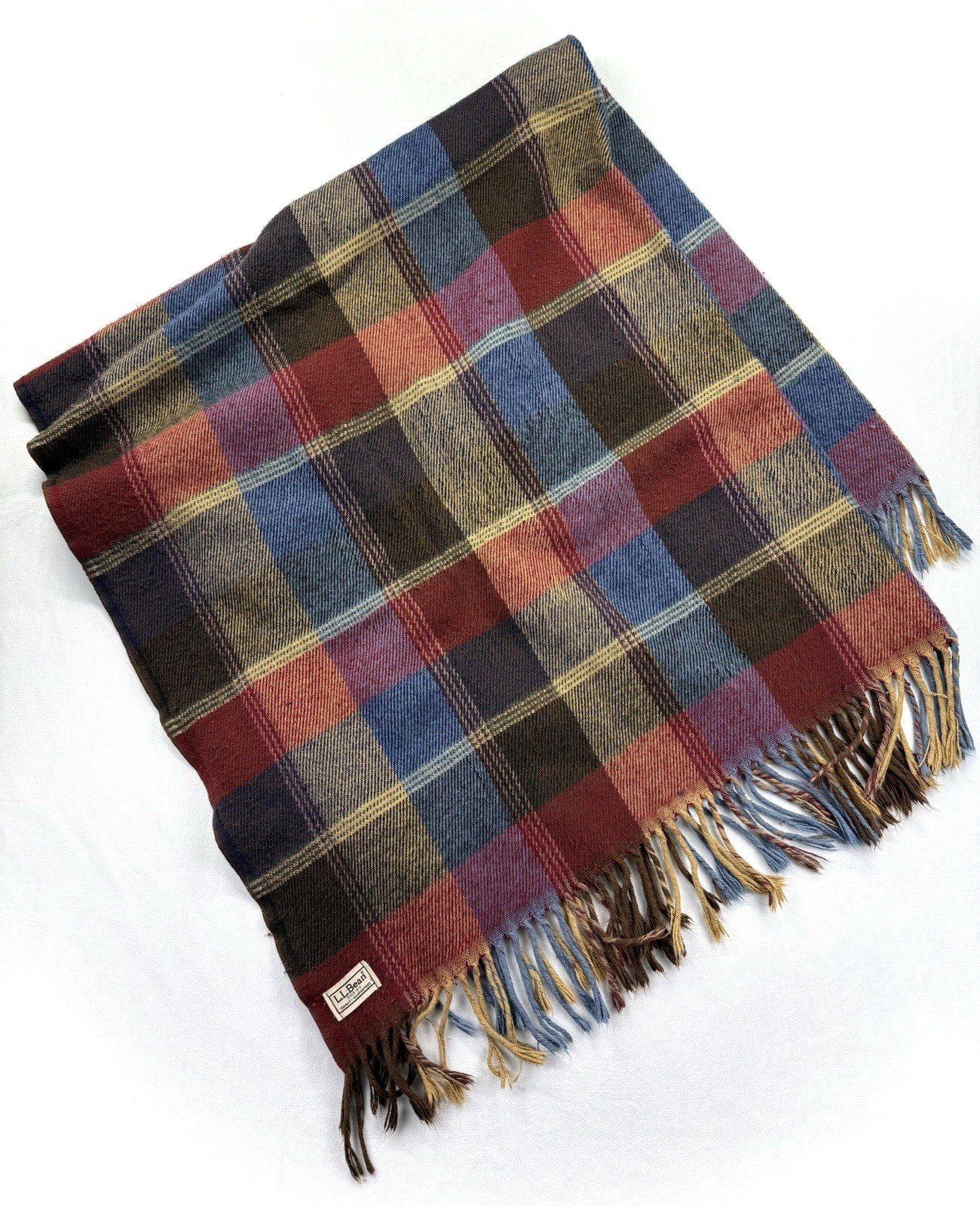 Vtg LL Bean Tartan Wool Throw Blanket Plaid Red Blue 50x49 Soft Warm Fall Vtg LL Bean Tartan Wool Throw Blanket Plaid Red Blue 50x49 Soft Warm Fall