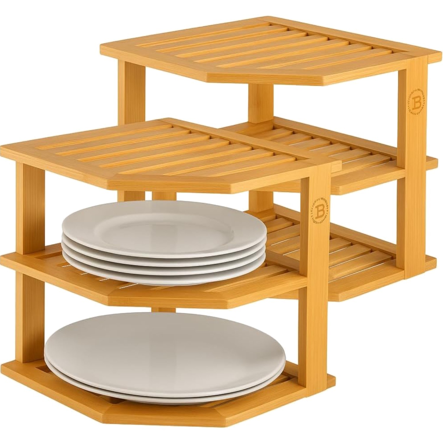 Natural Bamboo 3-Tier Corner Shelf Set - Perfect for Kitchen & Bathroom Storage Natural Bamboo 3-Tier Corner Shelf Set - Perfect for Kitchen & Bathroom Storage