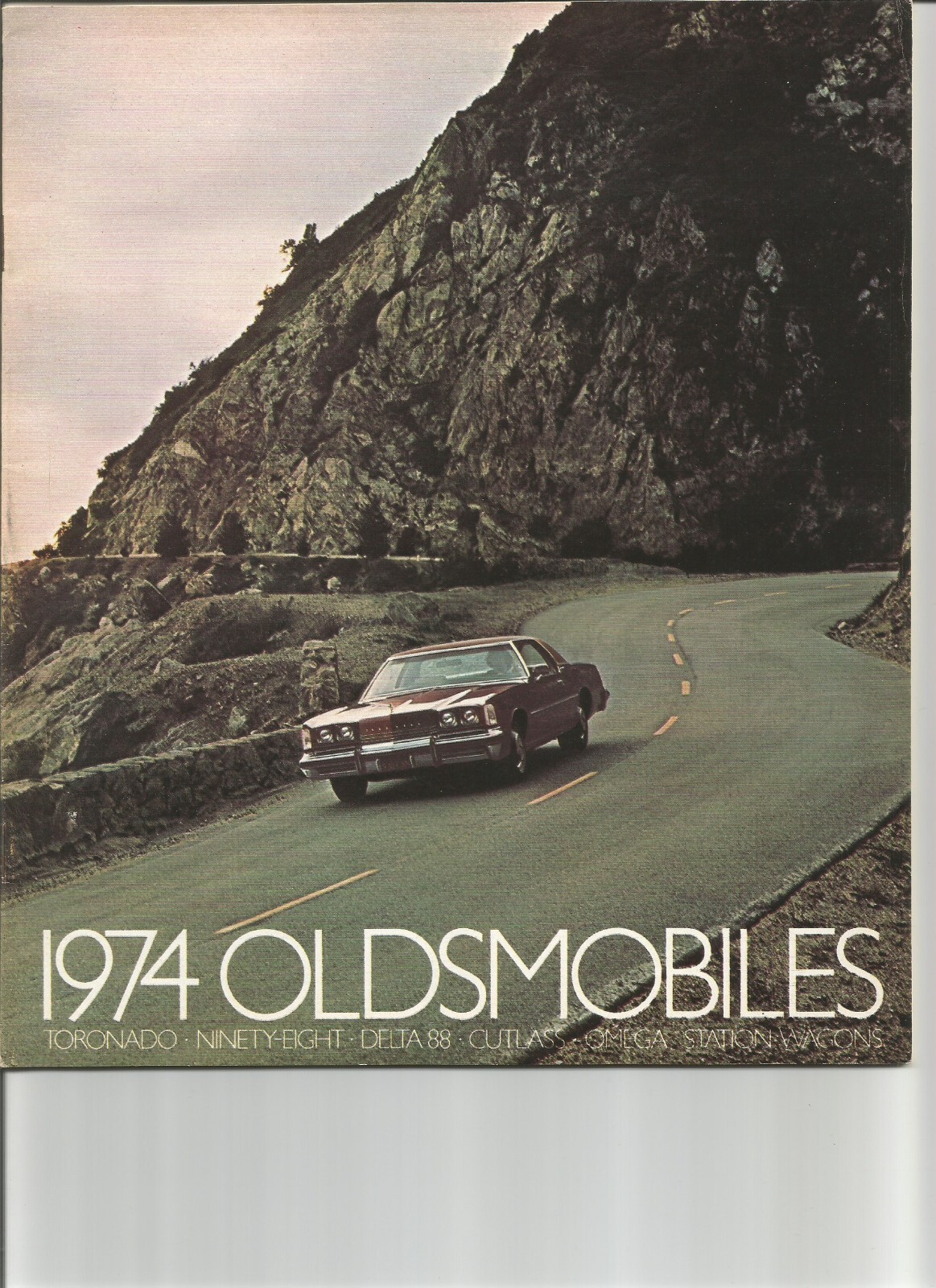 1974 version #2  Oldsmobile Sales Brochure w/ Toronado, 98, 88, Cutlass, Omega