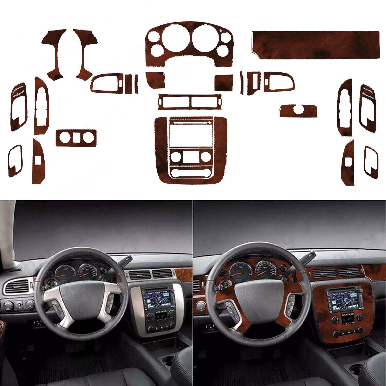 32Pcs Bird\'s-eye maple dashboard trim sticker for Silverado/Tahoe/Sierra 07-13