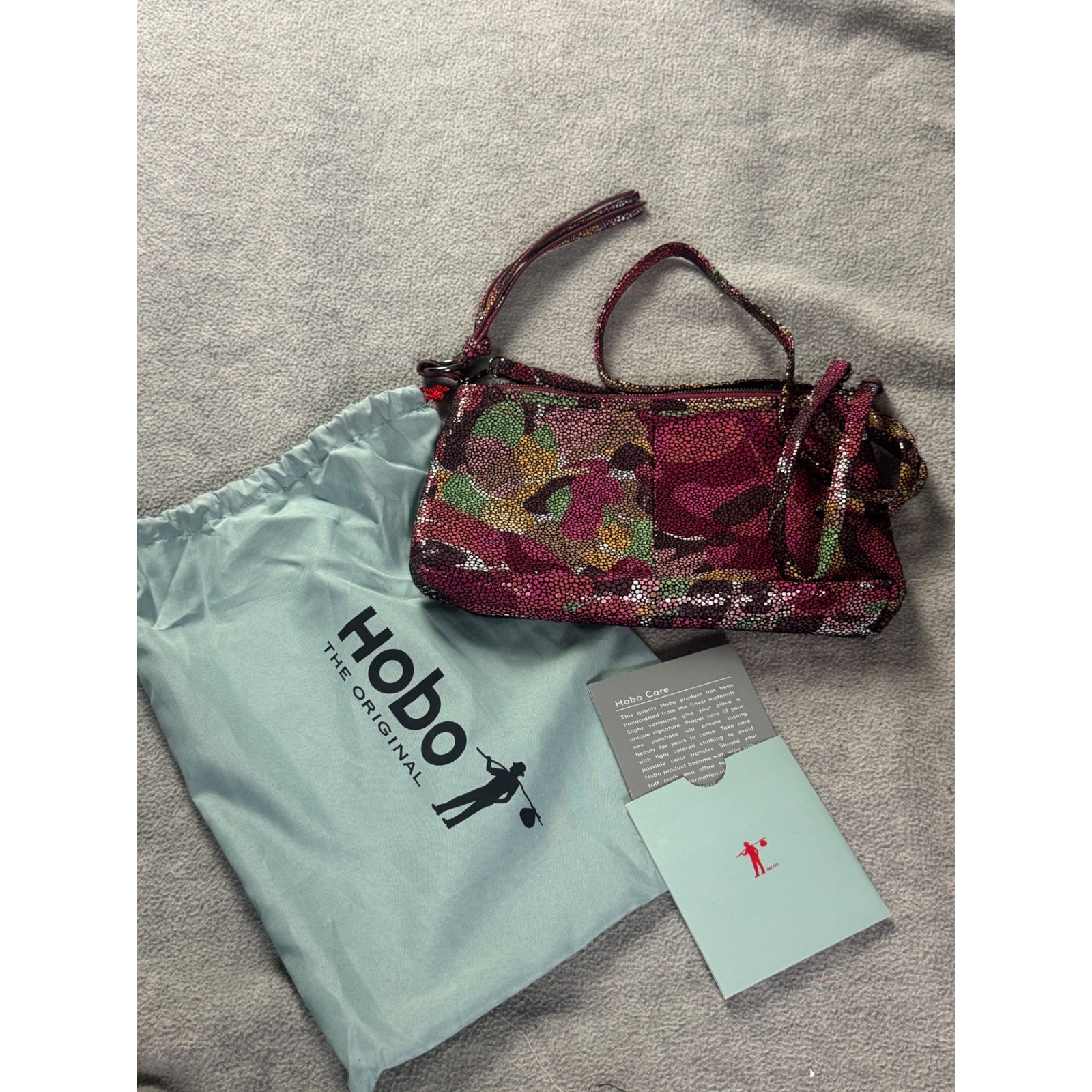 Hobo The Original Leather Crossbody Bag Multicolor Mosaic Print Small Tassel