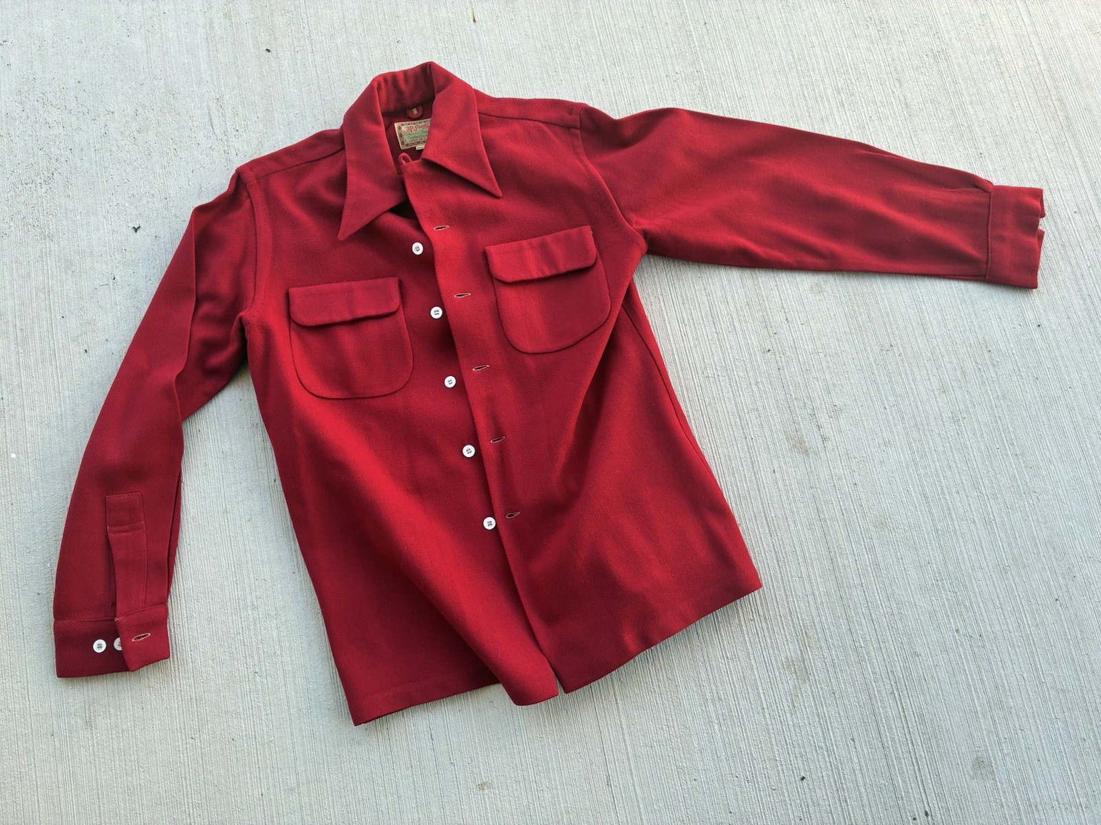 Vintage 1940s 50s McGregor Summit Needled Red Wool Shirt Jacket USA Mens Small